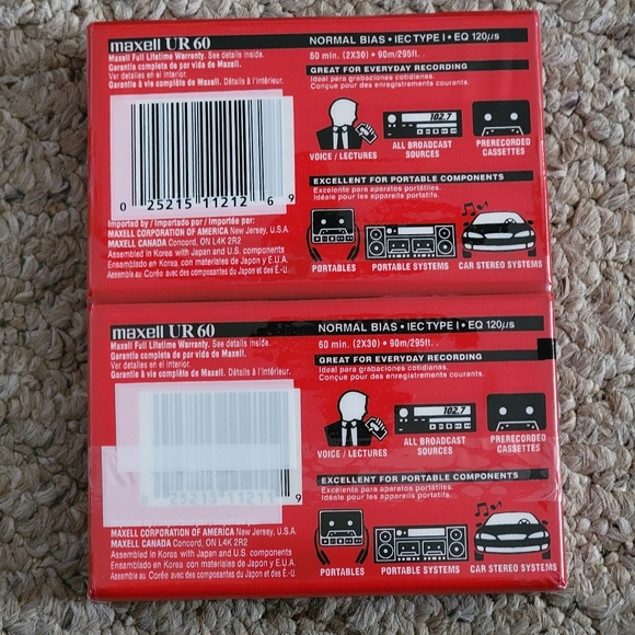 Maxell Audio Casette 2 Pack Normal Bias UR 60 Minutes NWOT - Picture 2 of 2